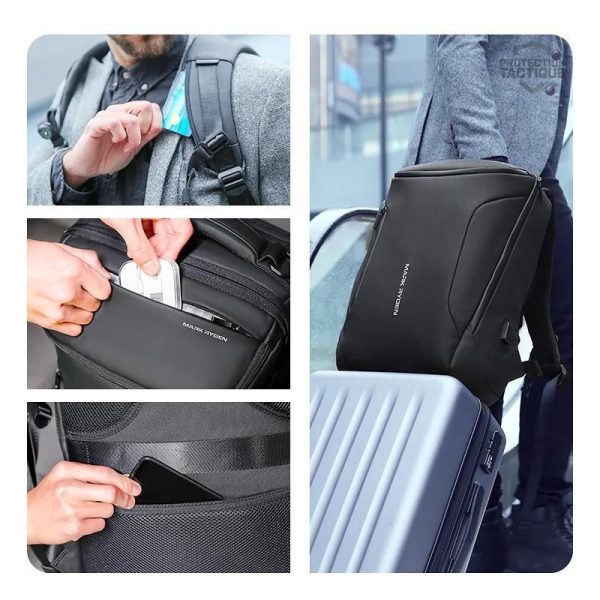 Sac à Dos militaire noir avec plusieurs poches